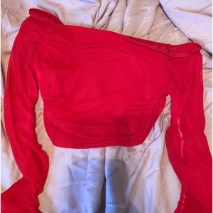 Red long sleeve crop top, sleeves are see- through❣️